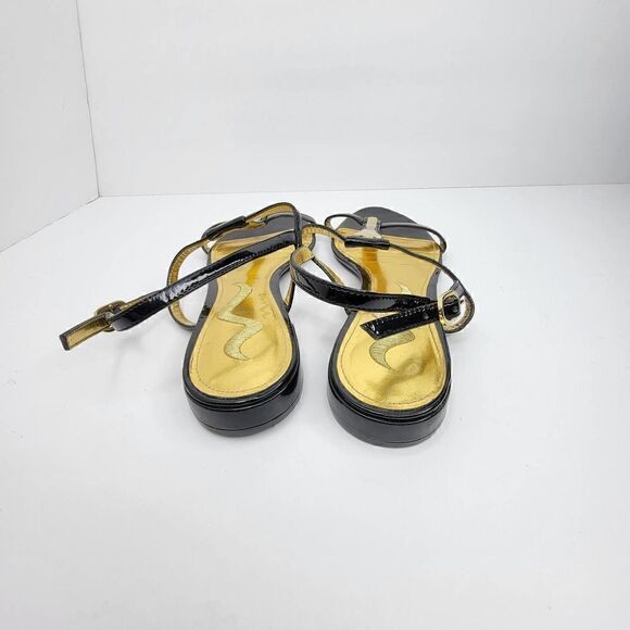 Nina Formal 1/2 inch heel Sandal Gold Black Size 6.5 - Picture 5 of 9
